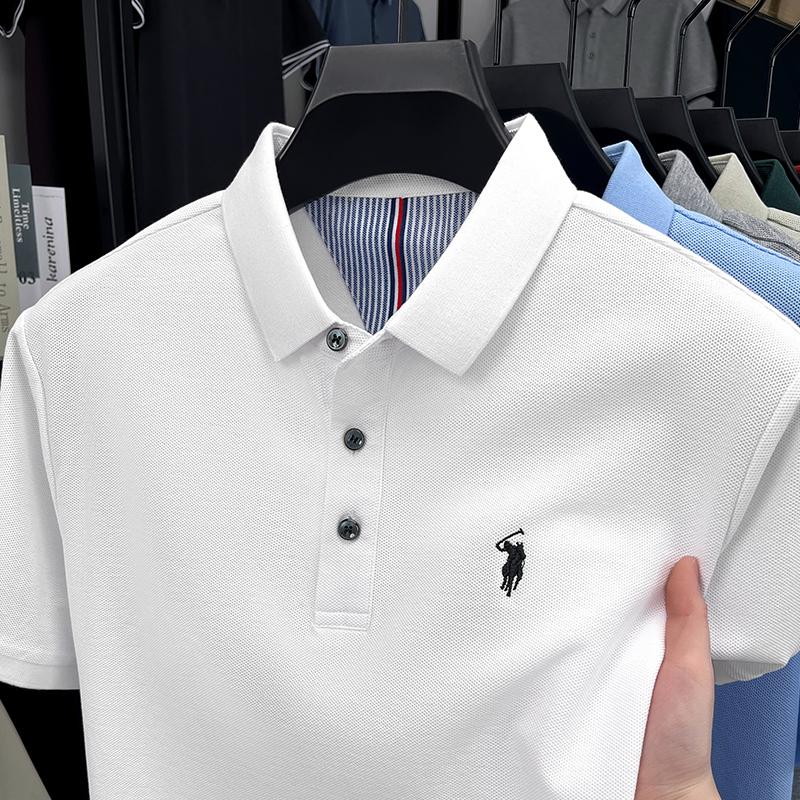 Sports Shirt 100 pure cotton short sleeved mens polo shirt summer fashion high-end brand pony embroidery golf top