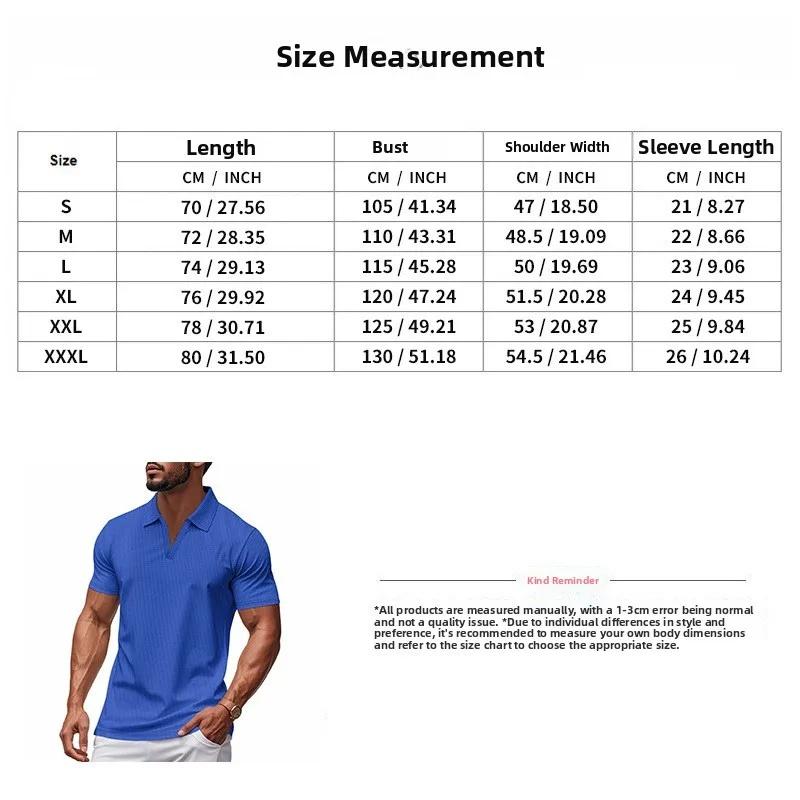 Sports Shirt 2026 Summer New Polo Collar Casual Fashion Mens Clothing Waffle Short Sleeve Solid Color Casual V