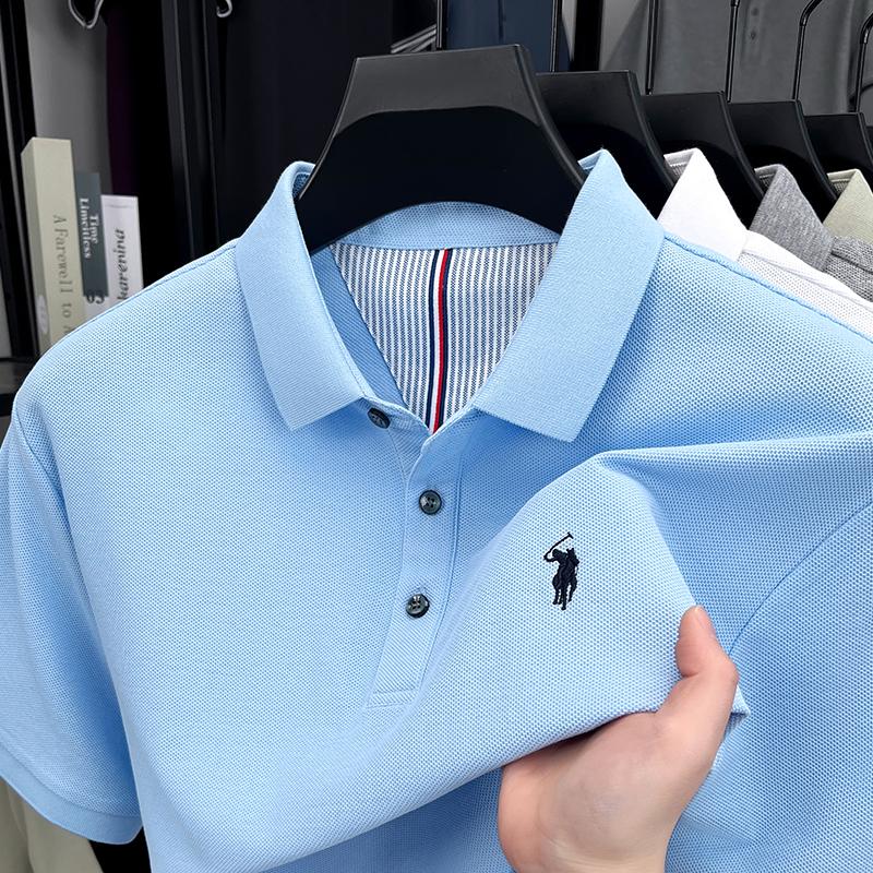 Sports Shirt 100 pure cotton short sleeved mens polo shirt summer fashion high-end brand pony embroidery golf top