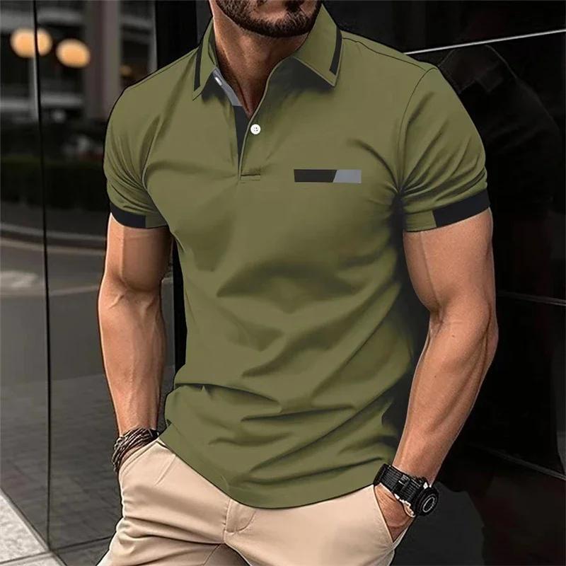 Sports Shirt Mens Fitness Casual Sports T-shirt Gym Running Sports Elastic Short-sleeved Polo Shirt Lapel Top