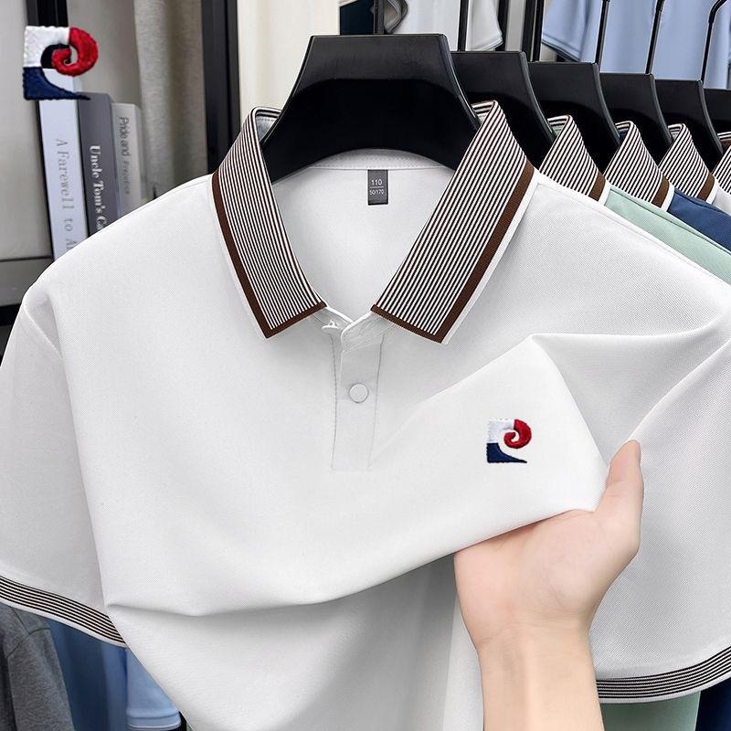 Sports Shirt New mens high-quality ice silk short sleeved polo shirt summer fashion casual comfortable breathable