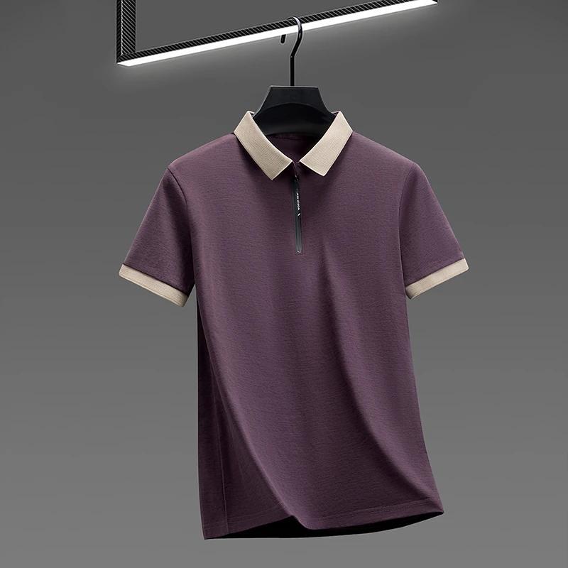 Sports Shirt 2026 New Mens Quarter Zip Polo Shirt Cool Breathable Fabric Short Sleeve Top For Office And Daily