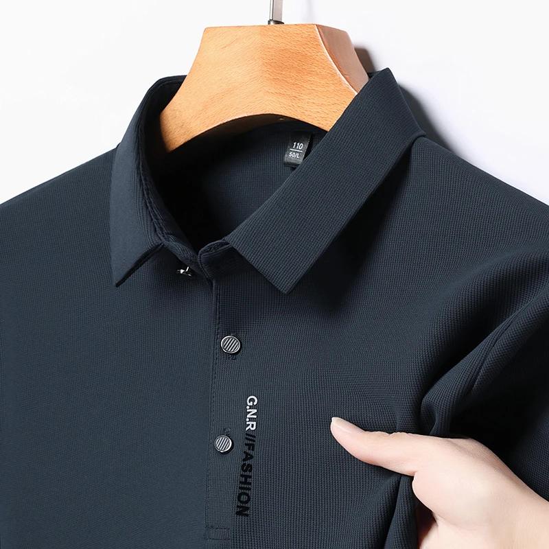 Sports Shirt Mens Short Sleeve Solid Color Polo Shirt Breathable Comfortable Elastic Top New Arrivals Casual