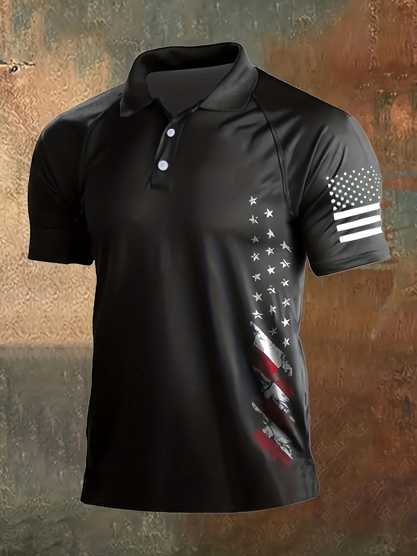 Sports Shirt 2026 Latest Large-sized Mens Short-sleeved Shirt - Simple American Flag Print - Mens Casual and