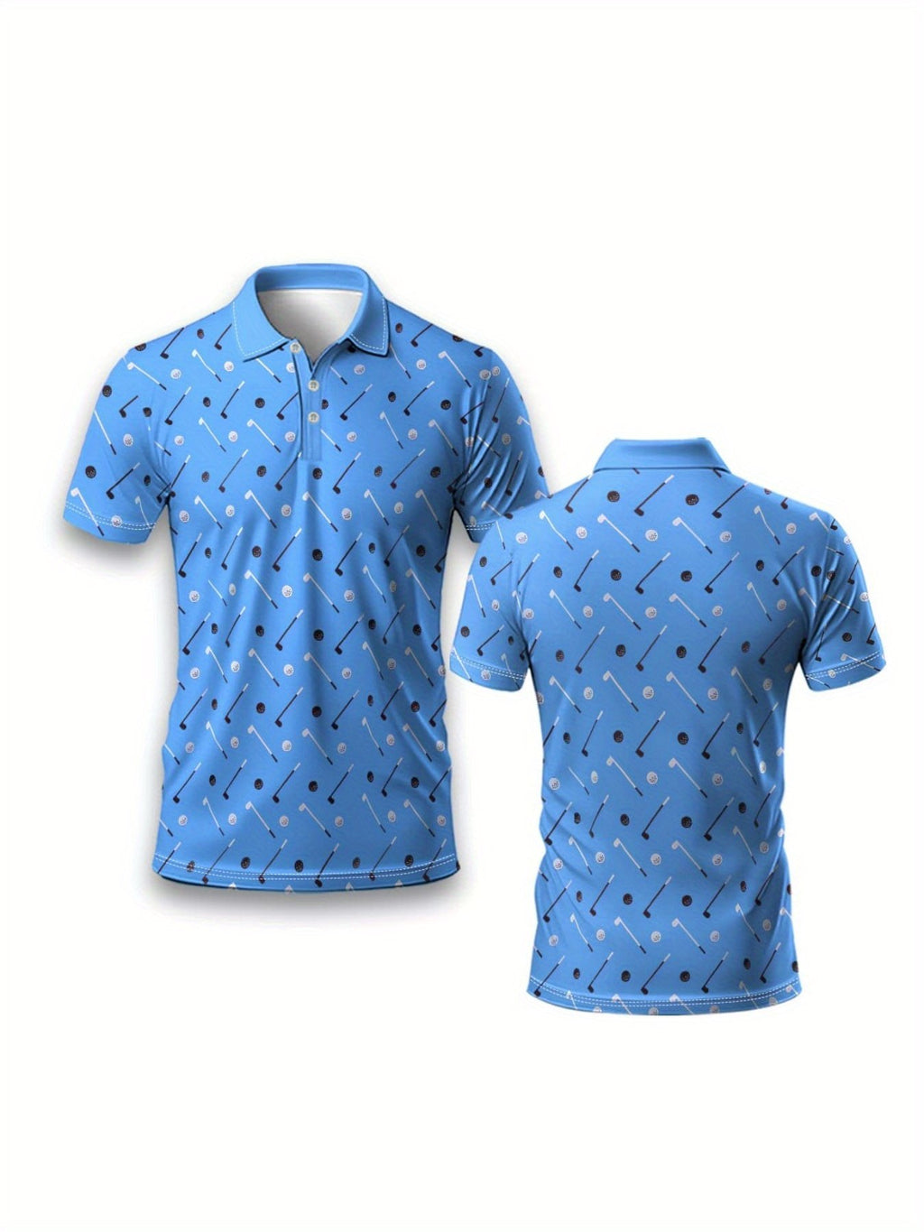 Sports Shirt 2026 Summer New Style Mens Short-Sleeved Polo Shirt with 3D Golf Pattern Print Street Casual Fashion