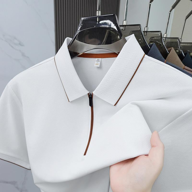 Sports Shirt 2026 summer fashion brand new mens short sleeved solid color polo shirt quick drying lightweight