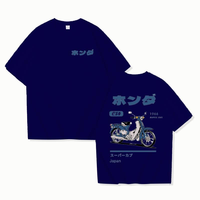 Sports Shirt Fashion Loose T-Shirt Retro Summer Cartoon Anime Car Print Unisex Short Sleeve Round Neck Couples