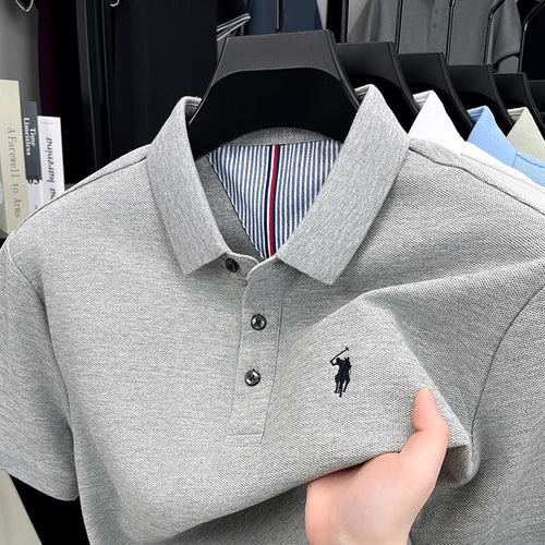 Sports Shirt 100 pure cotton short sleeved mens polo shirt summer fashion high-end brand pony embroidery golf top