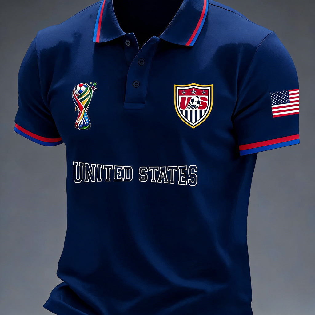 Sports Shirt 2026 Football Pattern Printed Polyester Fabric Machine Washable Breathable Regular Fit Suitable for