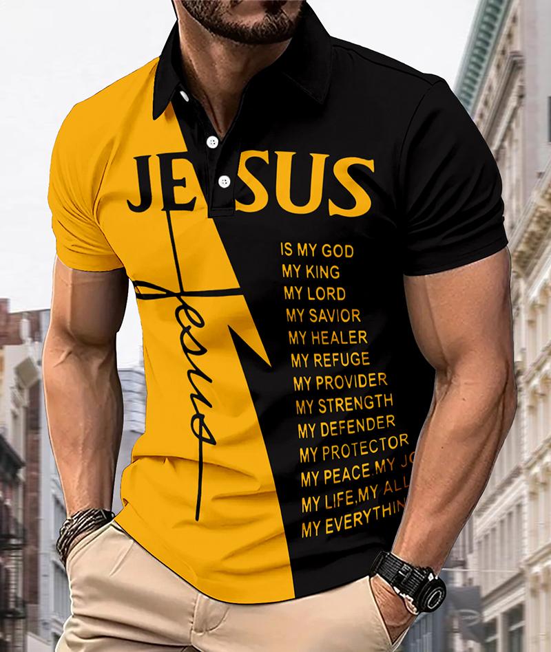Sports Shirt Summer mens polo casual lapel button chest fashionable digital print polo can be used as a gift for