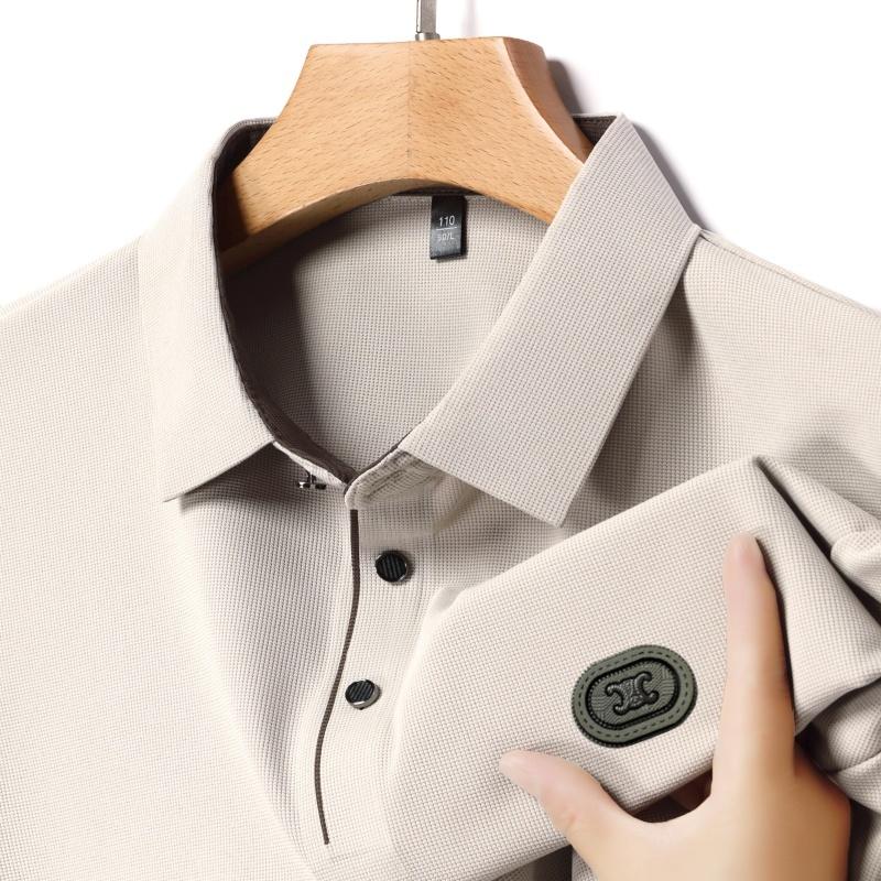 Sports Shirt 2026 mens summer new ice silk short sleeved polo shirt casual breathable slim fit cool quick drying