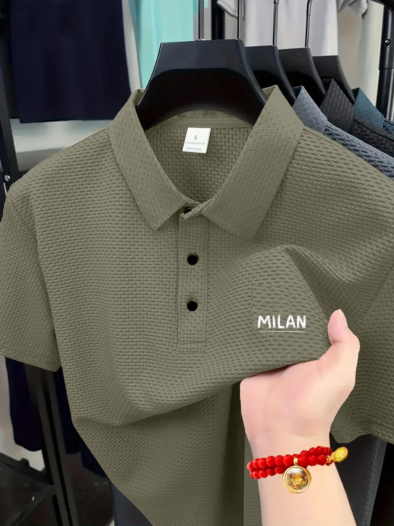 Sports Shirt 2026 Mens Fashion Polo Shirt Casual Loose Fit Versatile Retro Solid Color Lapel Button-Up Shirt