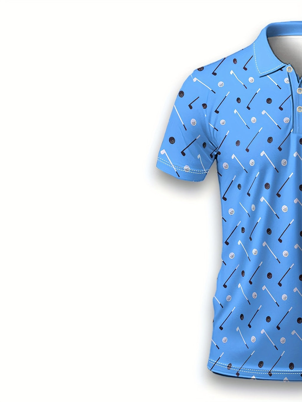Sports Shirt 2026 Summer New Style Mens Short-Sleeved Polo Shirt with 3D Golf Pattern Print Street Casual Fashion