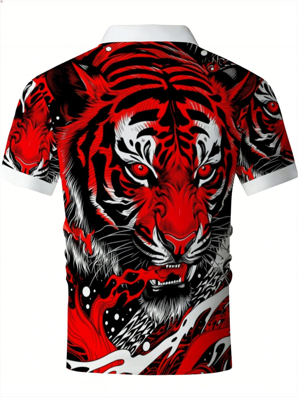 Sports Shirt 2026 Summer New Mens Polo Shirt Printed Design - No Texture Mens Polo Shirt with Bold Tiger Pattern