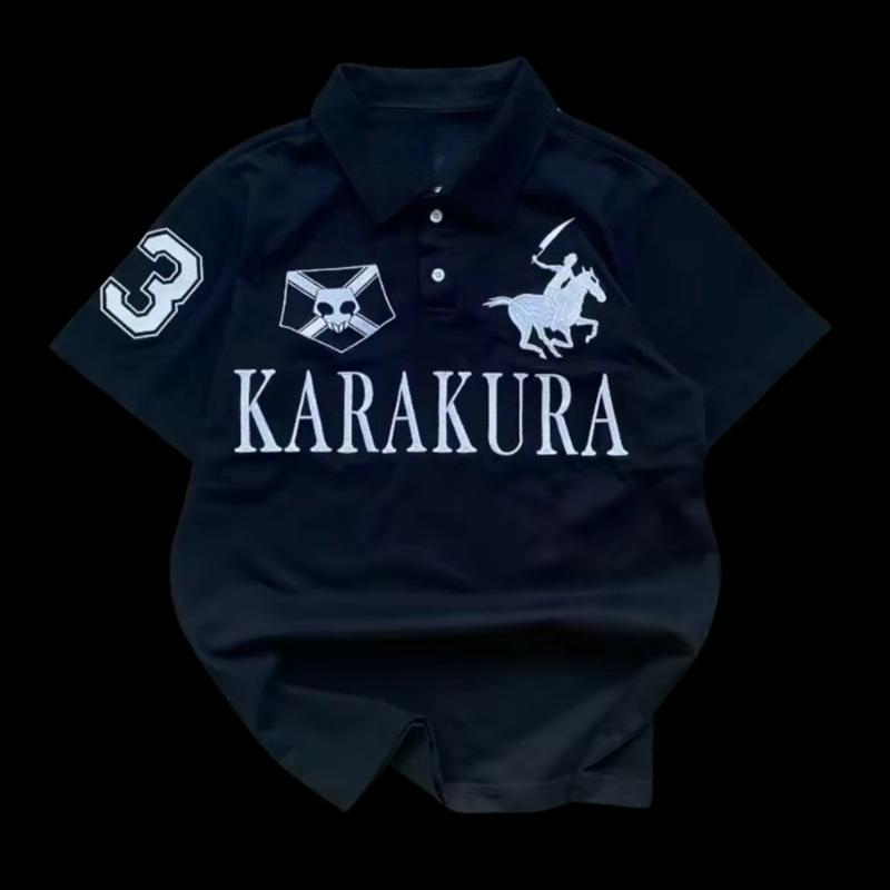 Sports Shirt Karakura Navy Y2K High Street Punk European and American Style 2026 New Easter Men Retro POLO Shirt