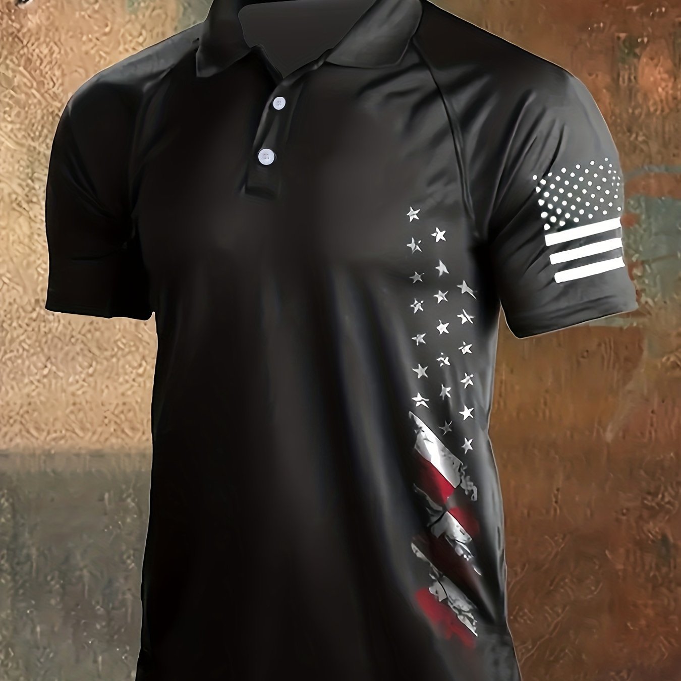 Sports Shirt 2026 Latest Large-sized Mens Short-sleeved Shirt - Simple American Flag Print - Mens Casual and