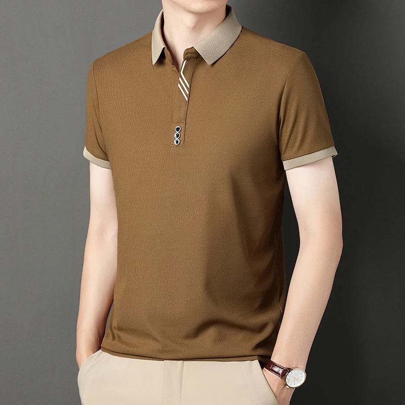 Sports Shirt Mens Solid Color Casual Fashion Short Sleeve Polo Shirt Summer Comfortable Top for Business And