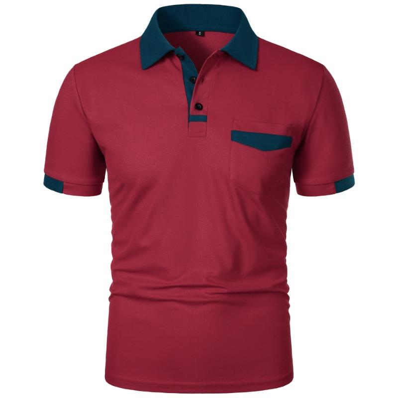 Sports Shirt New Mens Short Sleeve T Shirts Solid Color Polo Shirt with Pockets Breathable Loose Basic Shirts for