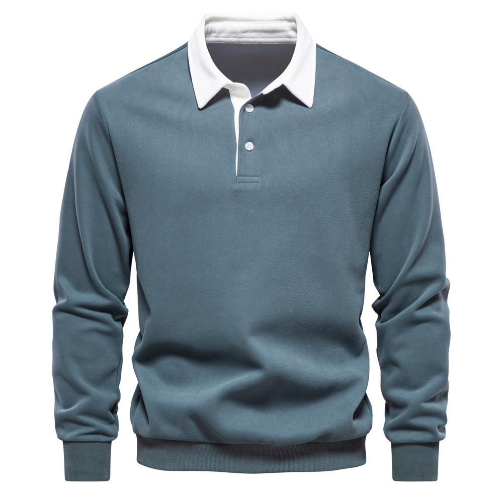 Sports Shirt Mens Autumn Long-Sleeved POLO Collar European Size Sweater - Trendy High-Quality Casual Versatile