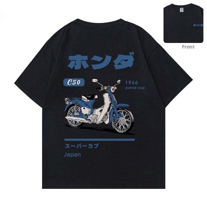 Sports Shirt Fashion Loose T-Shirt Retro Summer Cartoon Anime Car Print Unisex Short Sleeve Round Neck Couples