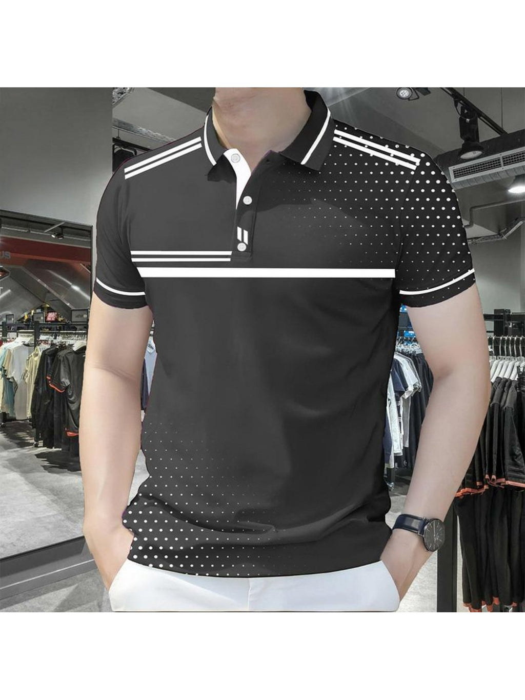 Sports Shirt 2026 Summer New Style Mens Polo Shirt - 3D Stitched Stripes Pattern Printed Shirt - Fashionable