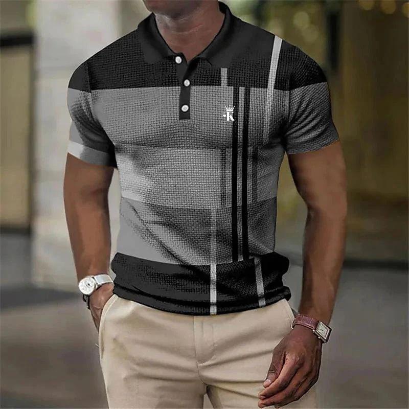 Sports Shirt 2026 Mens Polo Shirt Golf Shirt Work Casual Lapel Polo Collar Short Sleeve Basic Color Block Button