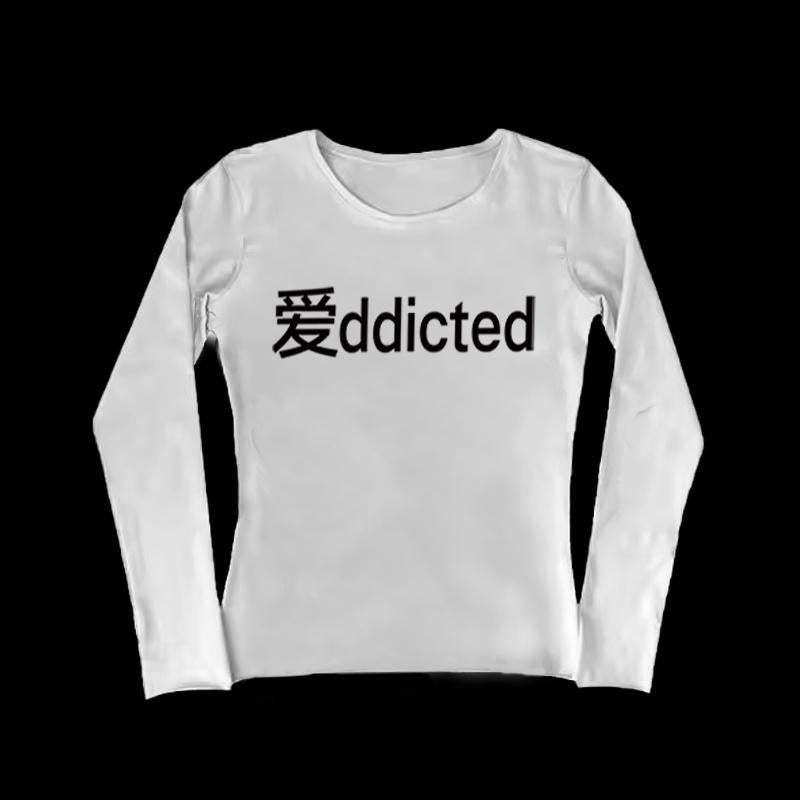 Gothic letter long T-shirt round neck retro rock grunge punk Y2K top versatile slim urban casual
