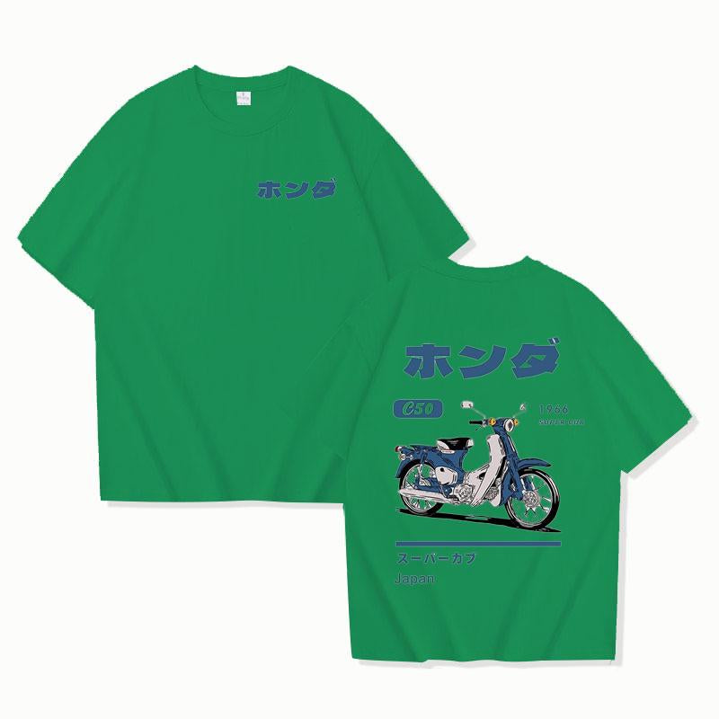 Sports Shirt Fashion Loose T-Shirt Retro Summer Cartoon Anime Car Print Unisex Short Sleeve Round Neck Couples