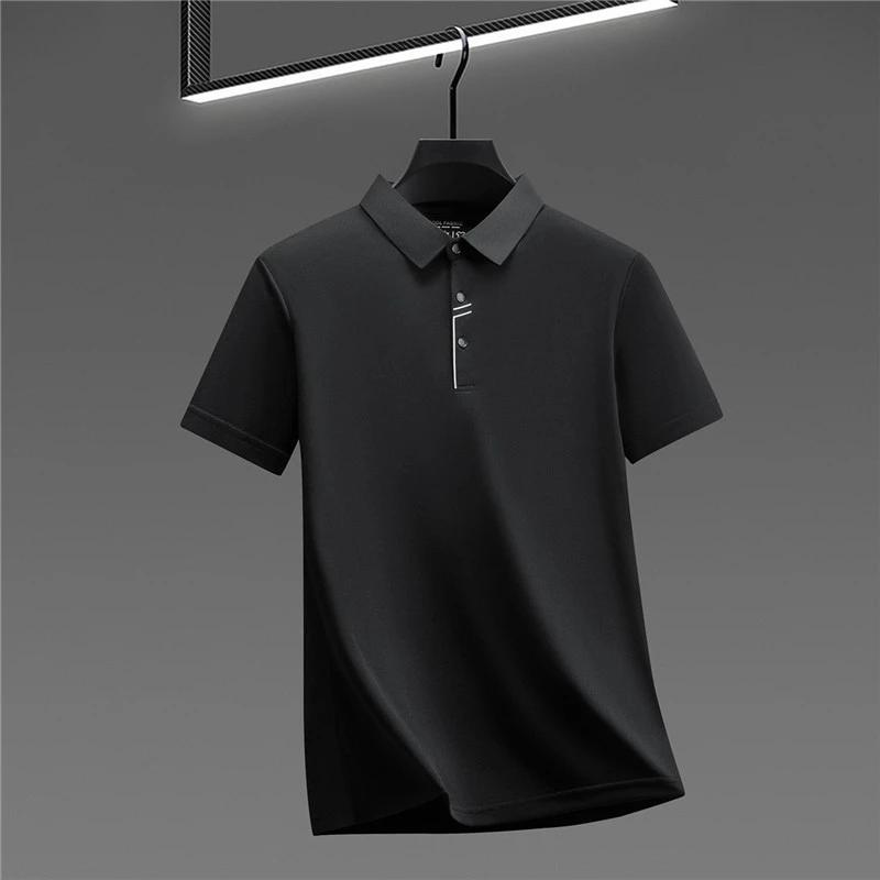 Sports Shirt 2026 New Mens Cool Fabric Polo Shirt Wrinkle Resistant Quick Dry Short Sleeve Top For Office And