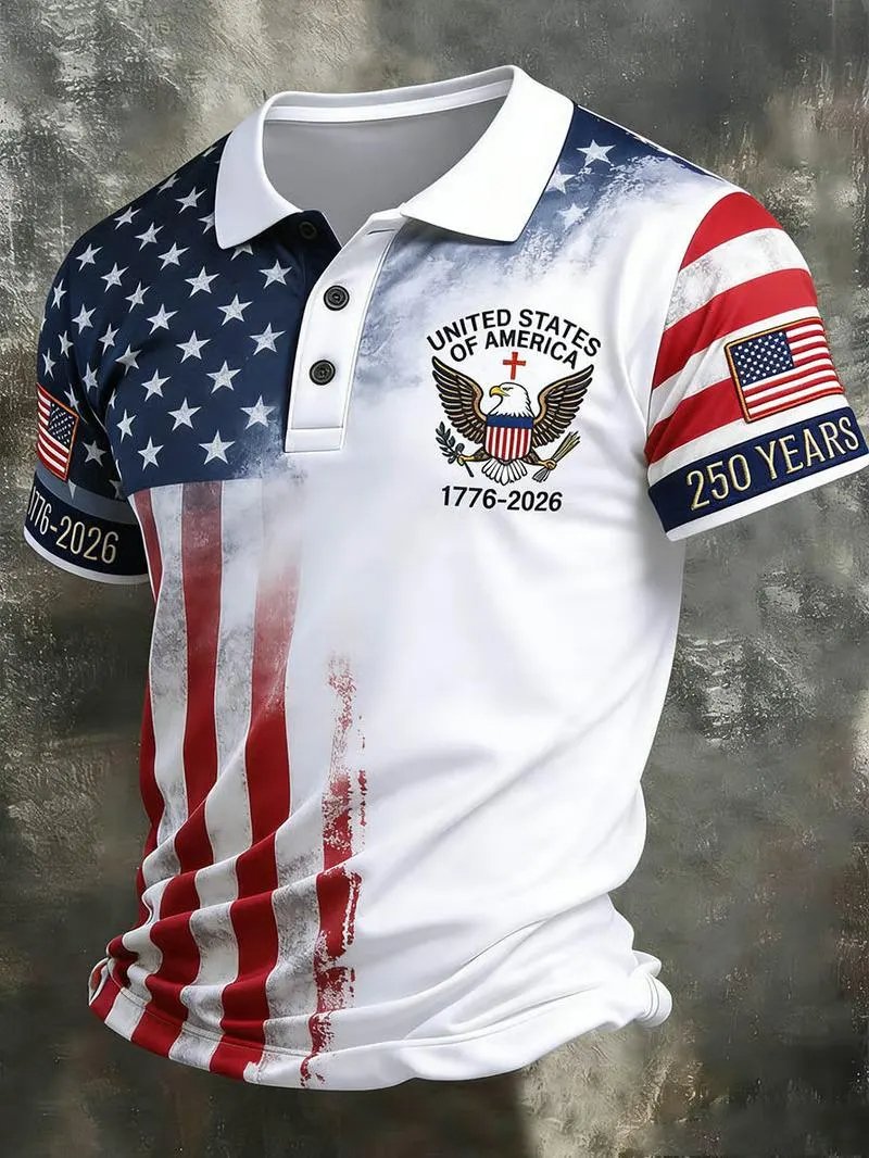 Sports Shirt New America 250th Anniversary Polo Shirt USA Flag 17762026 Patriotic Shirt American Independence Day