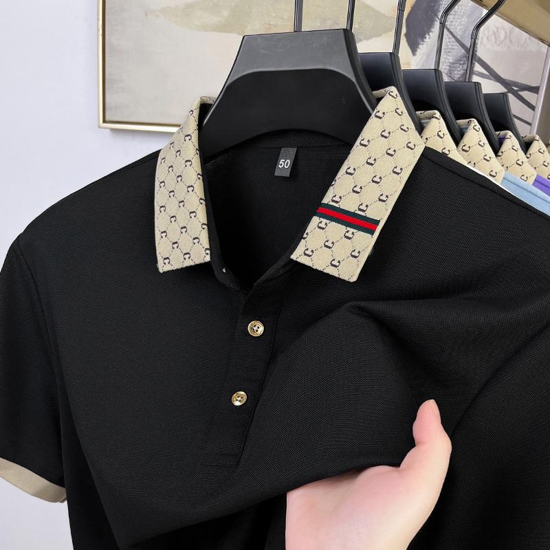 Sports Shirt Fashion Tops Short Sleeve Polo Shirt Men New Personalized Letter Color Blocked High-end Casual