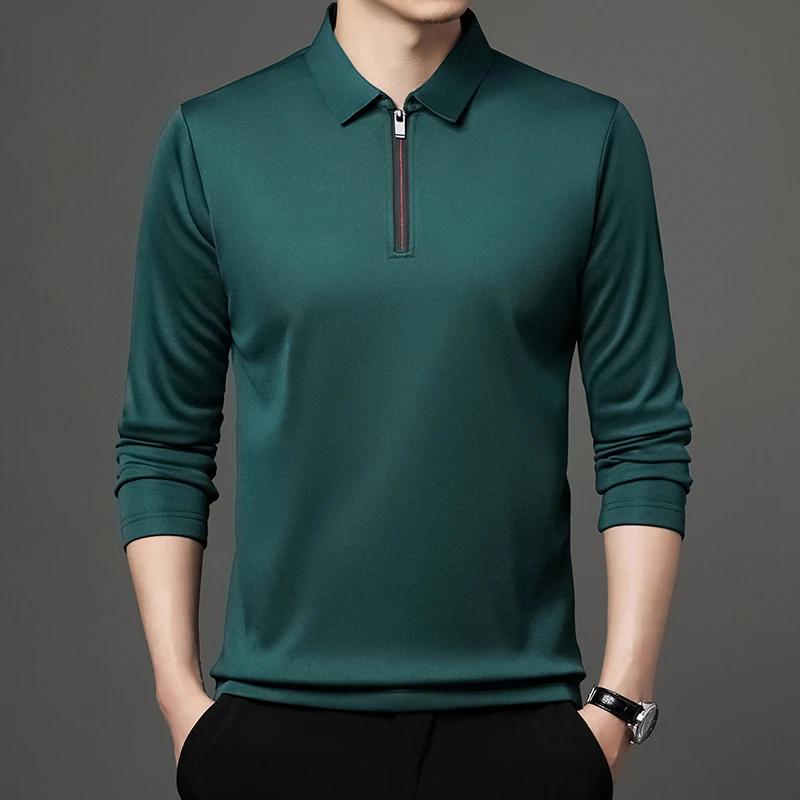 Sports Shirt Mens Solid Color Long Sleeved POLO Shirt Casual Fashion Top
