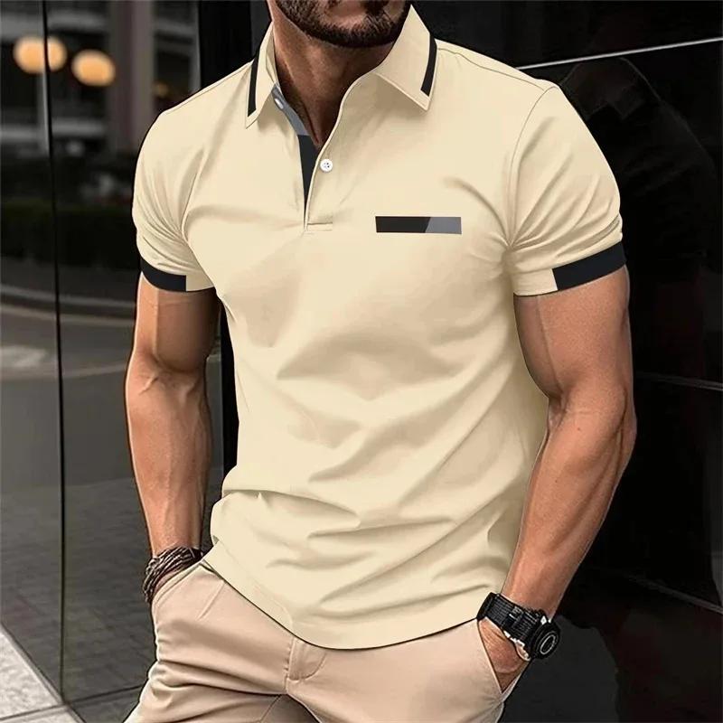 Sports Shirt Mens Fitness Casual Sports T-shirt Gym Running Sports Elastic Short-sleeved Polo Shirt Lapel Top