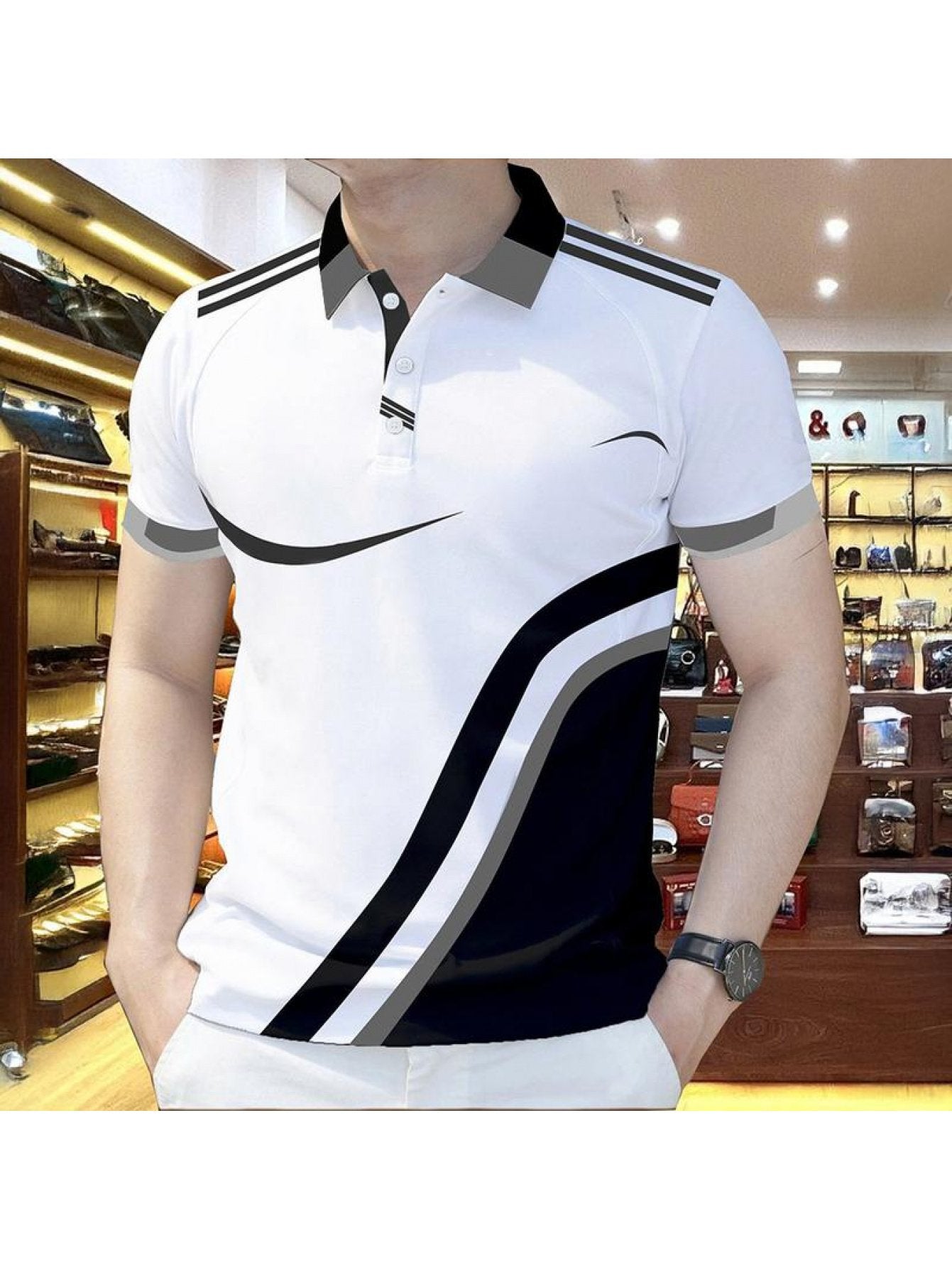 Sports Shirt 2026 Summer New Style Mens Polo Shirt - 3D Stitched Stripes Pattern Printed Shirt - Fashionable