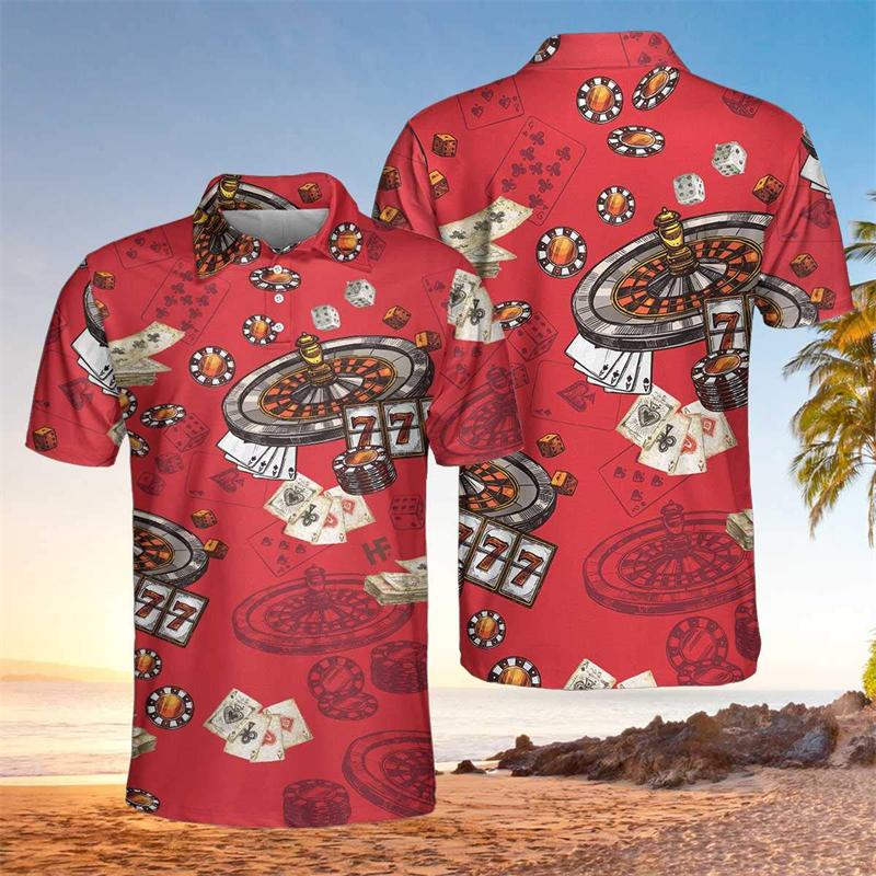 Sports Shirt Fashion Casino 3D Printed Polo Shirts For Men Clothes Poker Dice Graphic POLO Shirt Casual Hip Hop