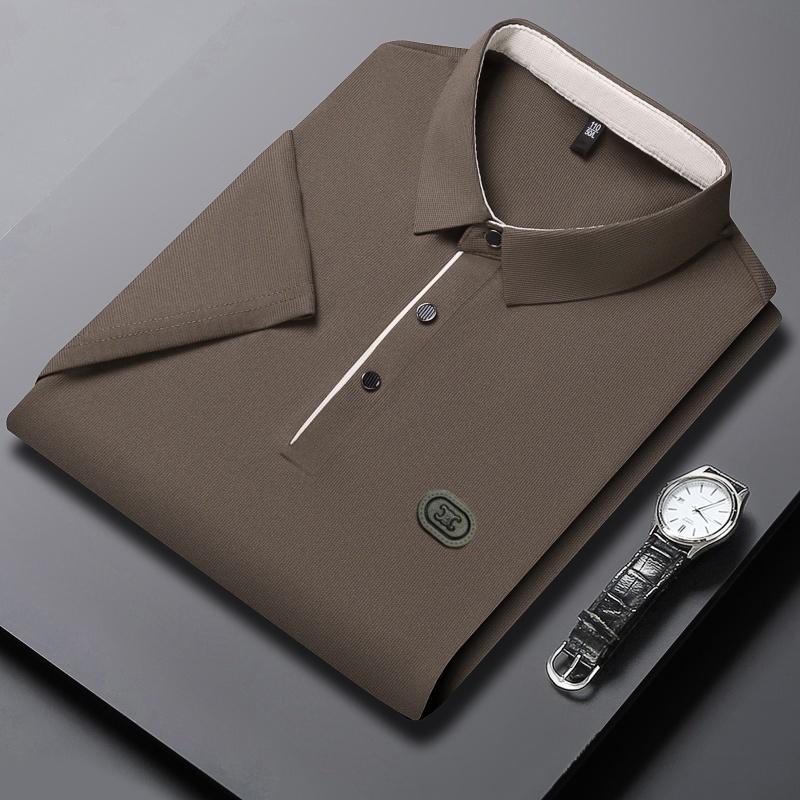 Sports Shirt 2026 mens summer new ice silk short sleeved polo shirt casual breathable slim fit cool quick drying