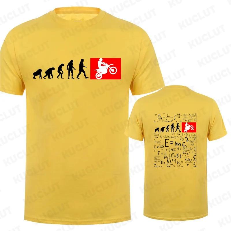 Human Evolution Motocross Design Vintage T-shirt for Men Autocycle Motorbike Speedometer