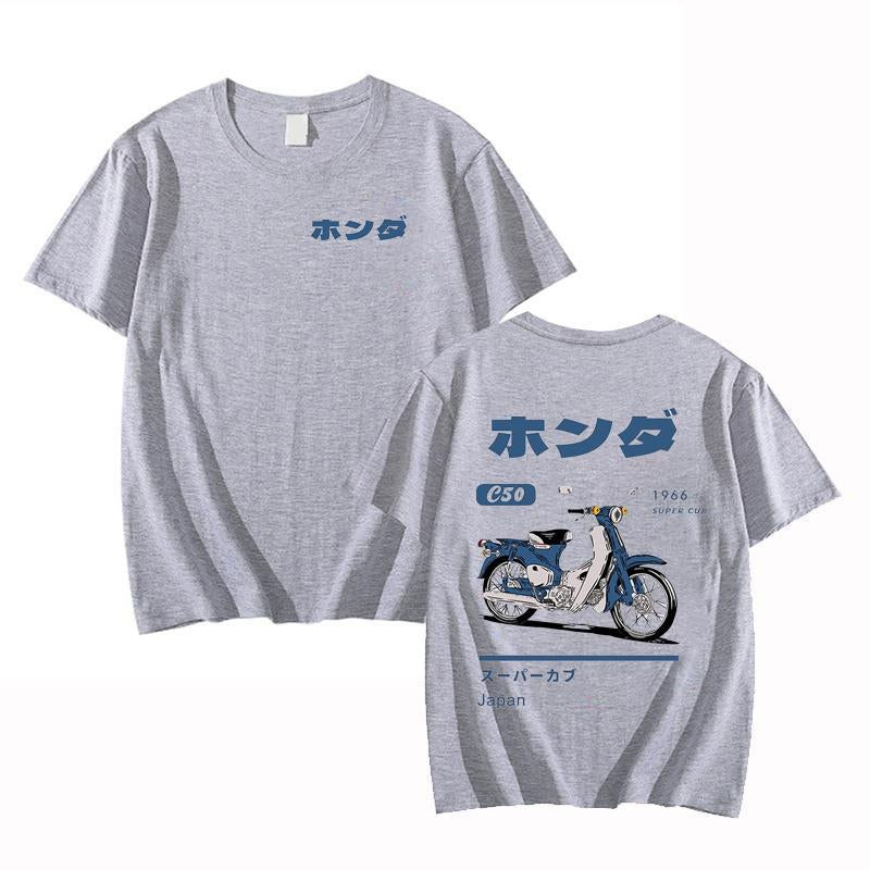 Sports Shirt Fashion Loose T-Shirt Retro Summer Cartoon Anime Car Print Unisex Short Sleeve Round Neck Couples