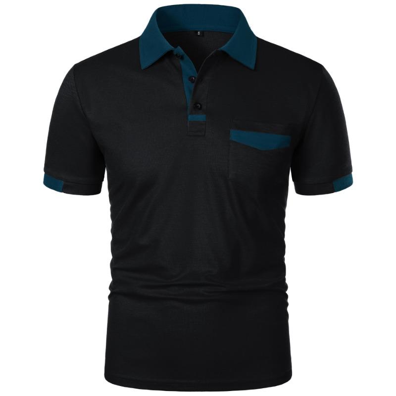 Sports Shirt New Mens Short Sleeve T Shirts Solid Color Polo Shirt with Pockets Breathable Loose Basic Shirts for