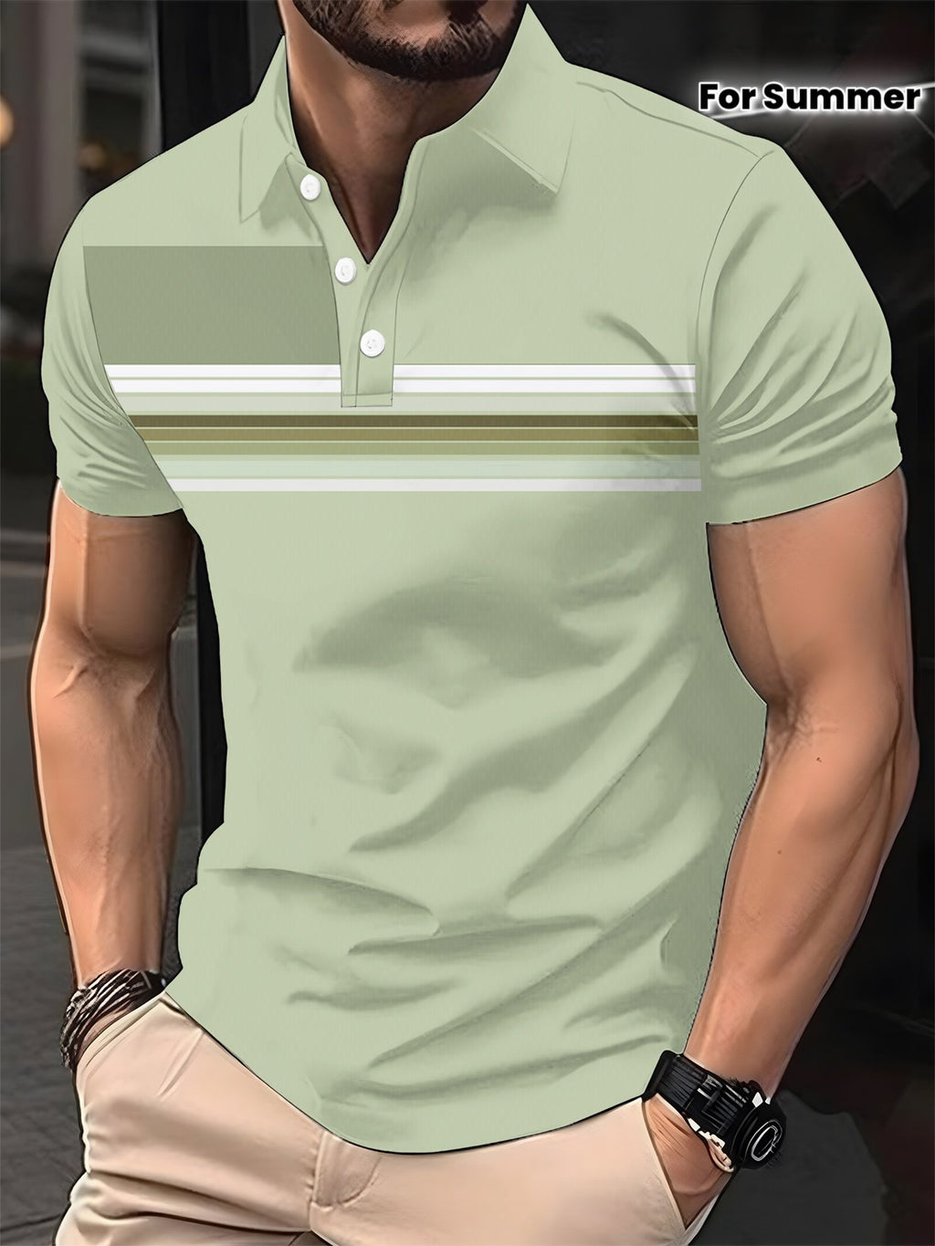 Sports Shirt 2026 Summer New Style Mens Polo Shirt - 3D Simple Patchwork Letter Print Shirt - Casual Fashionable