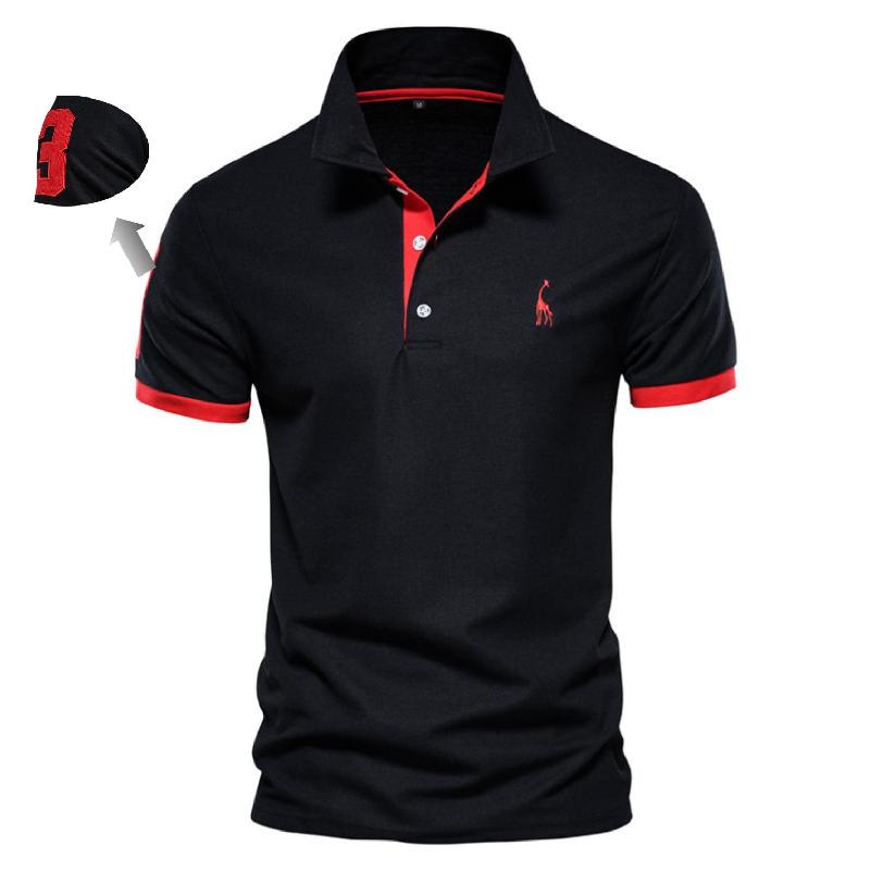 Sports Shirt AIOPESON Cotton Mens Polos Giraffe Embroidery Short Sleeve Polo Shirts for Men High Quality Brand