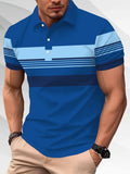 Sports Shirt 2026 Summer New Style Mens Short-Sleeved Polo Shirt with 3D Stripes Pattern Print - Street Casual