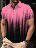 Sports Shirt 2026 Summer New Style Mens Short-Sleeved Polo Shirt with 3D Gradient Pattern Print - Street Casual