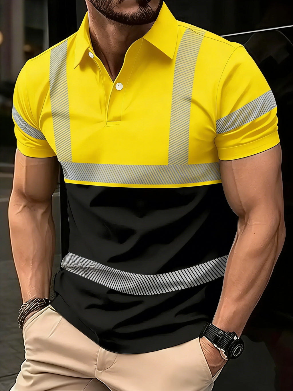 Sports Shirt Mens Casual Summer Printed Short-sleeved POLO Shirt Made of Machine-washable Lightweight Breathable