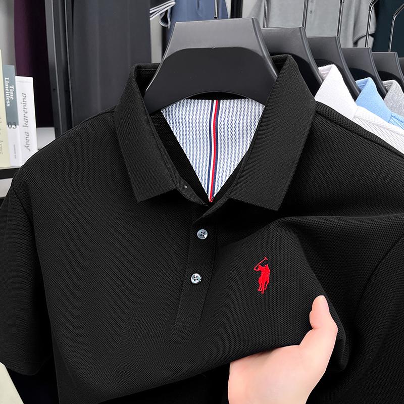 Sports Shirt 100 pure cotton short sleeved mens polo shirt summer fashion high-end brand pony embroidery golf top
