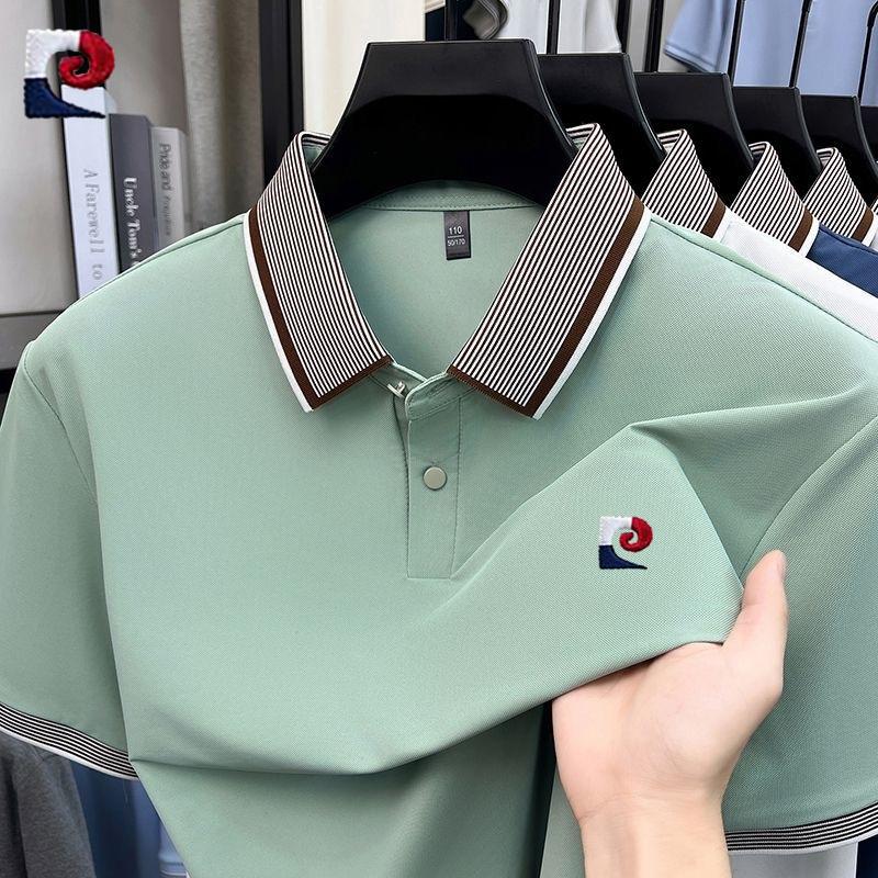 Sports Shirt New mens high-quality ice silk short sleeved polo shirt summer fashion casual comfortable breathable