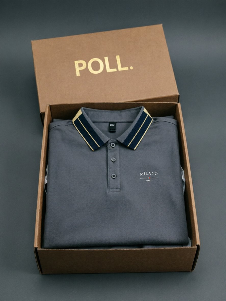 Sports Shirt Classic White Polo Shirt with Contrast Collar and Embroidered