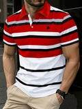 Sports Shirt 2026 Summer Mens Polo Shirt with Stripes Print Breathable Lightweight Casual Fashionable Outdoor
