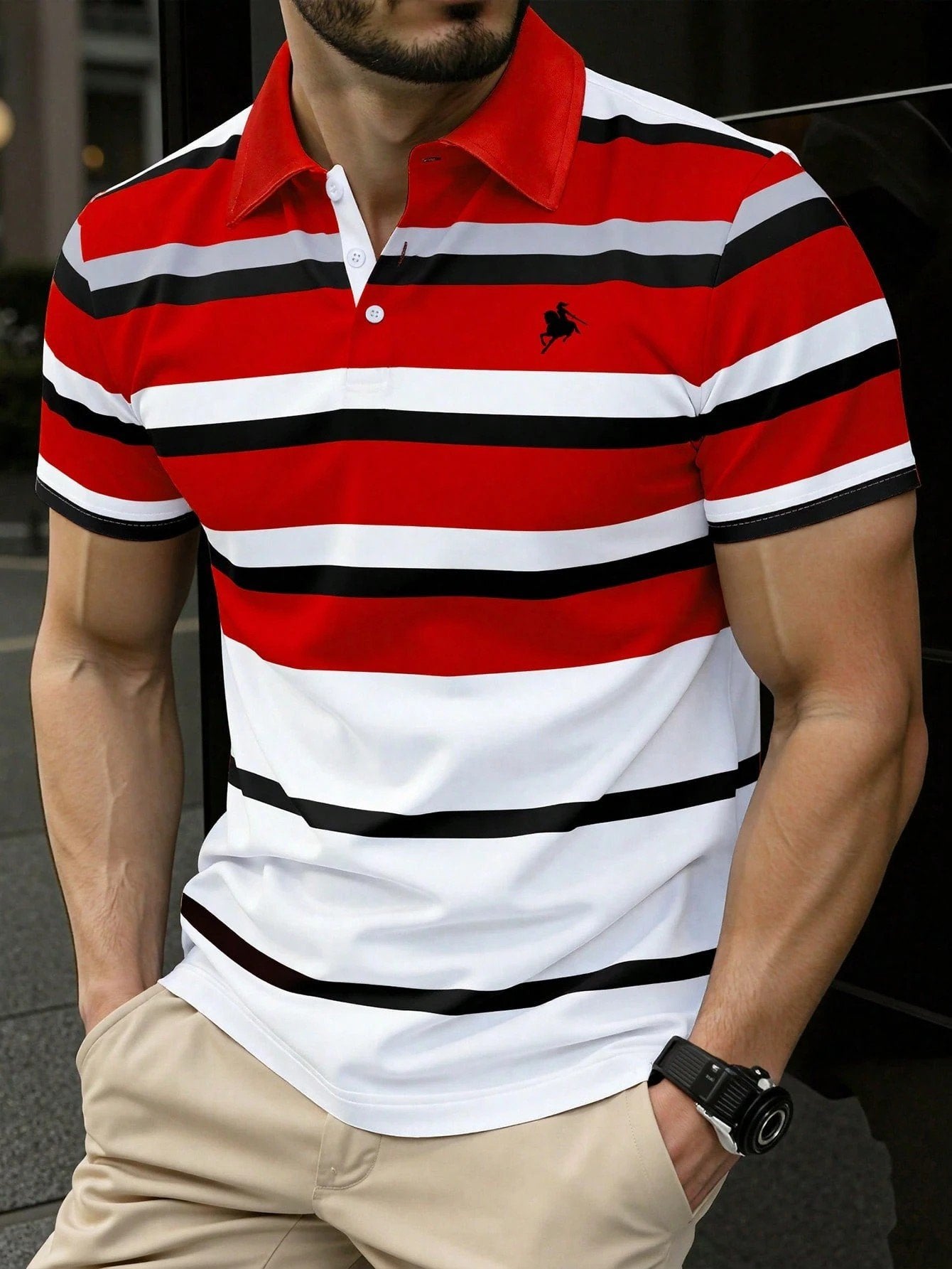 Sports Shirt 2026 Summer Mens Polo Shirt with Stripes Print Breathable Lightweight Casual Fashionable Outdoor