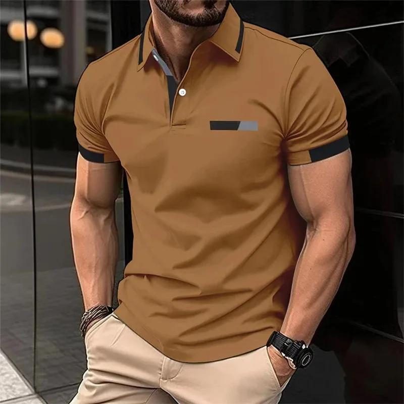 Sports Shirt Mens Fitness Casual Sports T-shirt Gym Running Sports Elastic Short-sleeved Polo Shirt Lapel Top